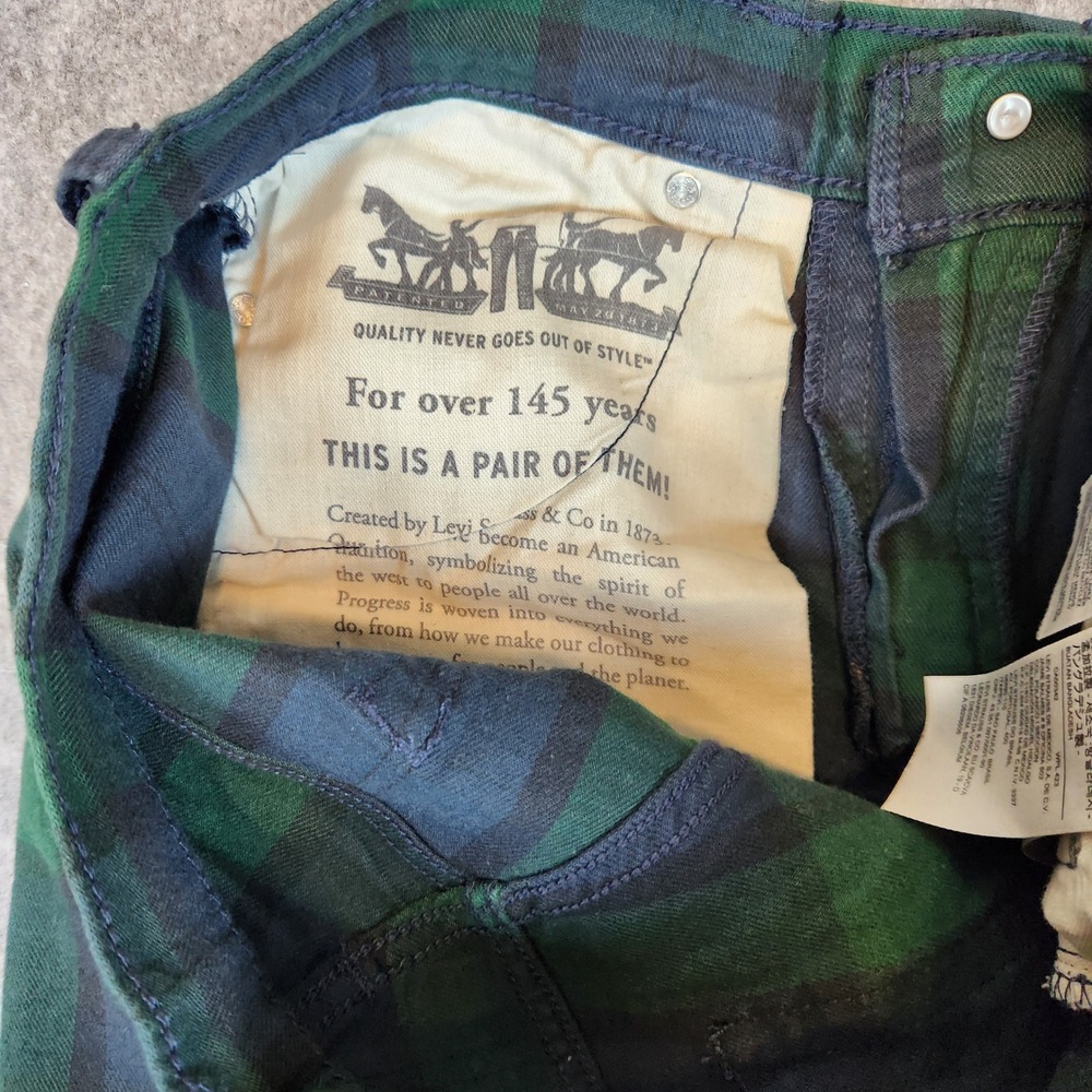 Levi 511 Slim Fit Pants Men 30x30 Green Black Watch Plaid Tartan Check Trousers - Picture 8 of 12